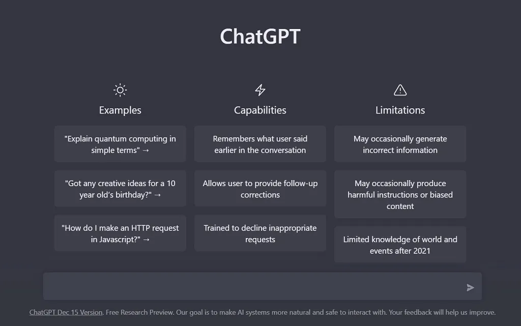 A strengths and weaknesses chart outlining ChatGPT’s versatility, creativity, and accessibility versus its higher costs and potential biases.